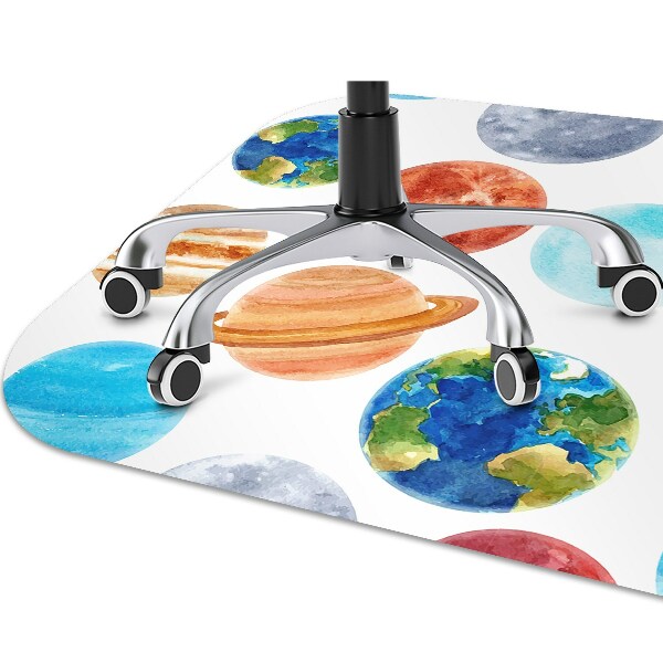 Chair mat floor panels protector colored planet