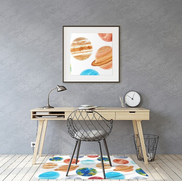 Chair mat floor panels protector colored planet