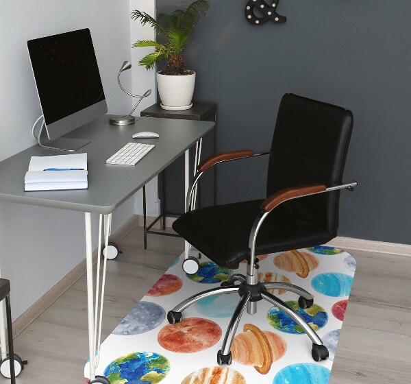 Chair mat floor panels protector colored planet