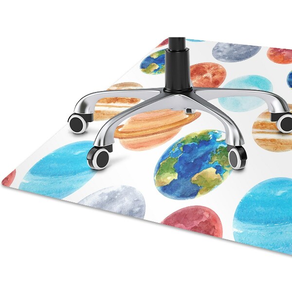 Chair mat floor panels protector colored planet