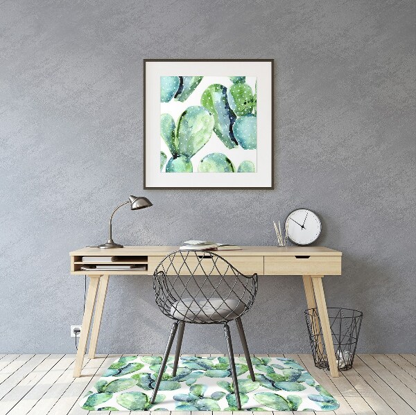 Office chair mat green cacti