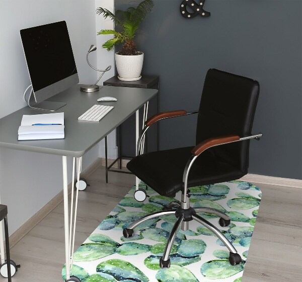 Office chair mat green cacti
