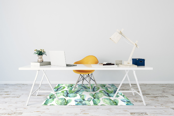Office chair mat green cacti