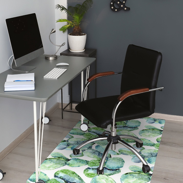 Office chair mat green cacti