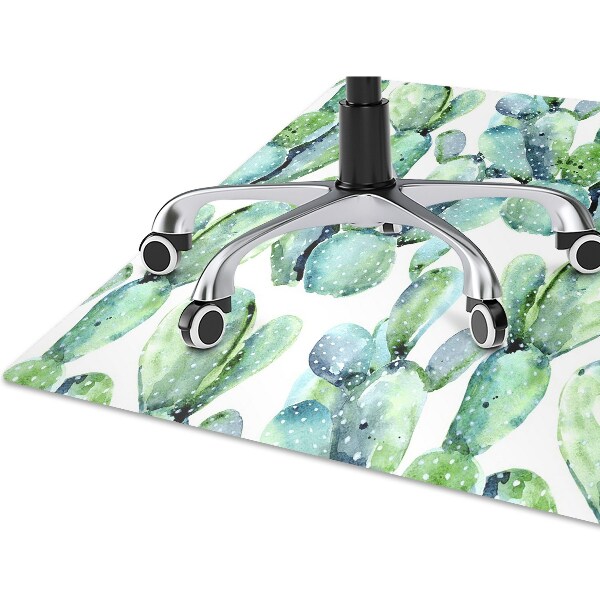 Office chair mat green cacti