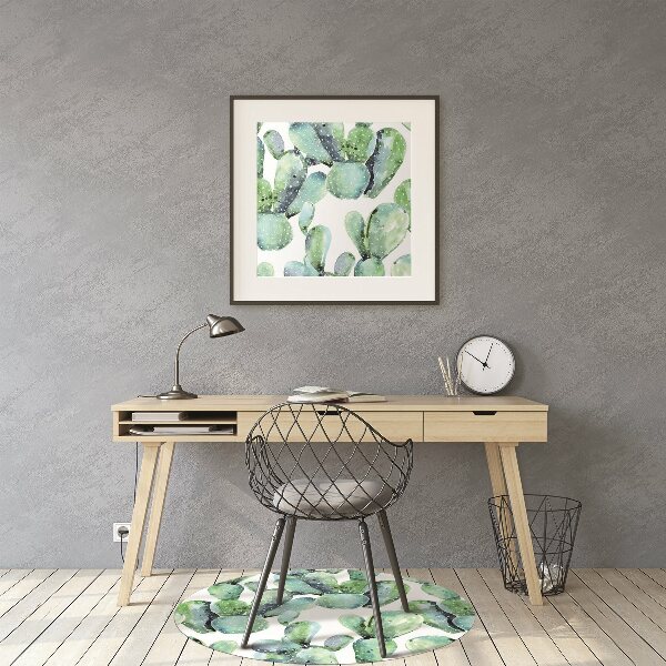 Office chair mat green cacti