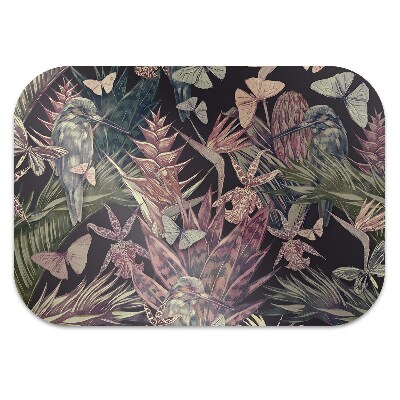 Chair mat floor panels protector Hummingbird and butterflies