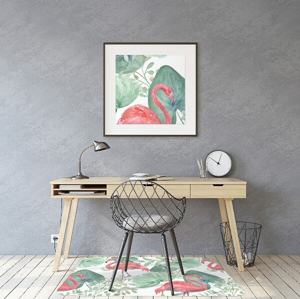 Chair mat exotic flamingos