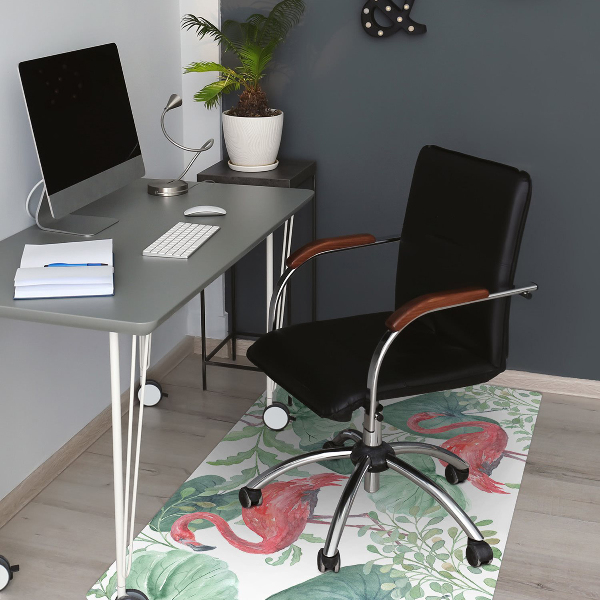Chair mat exotic flamingos