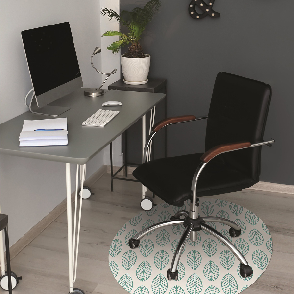 Office chair mat symmetrical leaves
