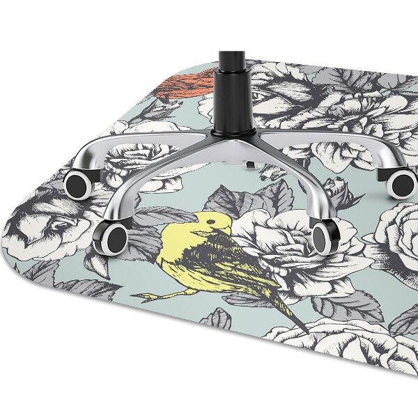 Computer chair mat Roses and birds