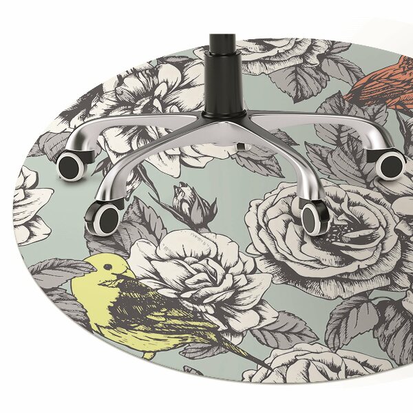 Computer chair mat Roses and birds