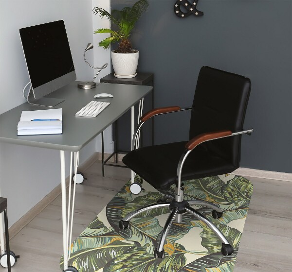 Office chair mat exotic leaves