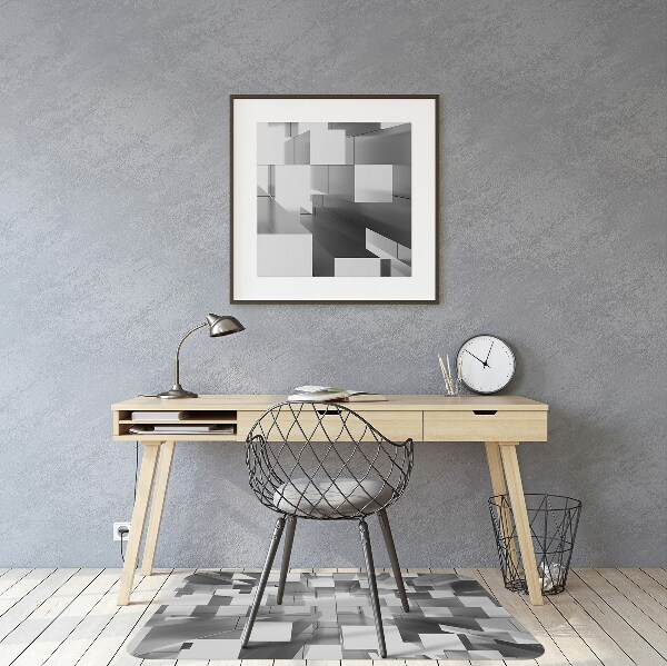 Desk chair mat gray tiles