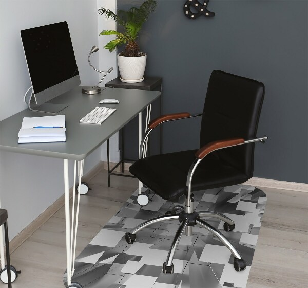 Desk chair mat gray tiles