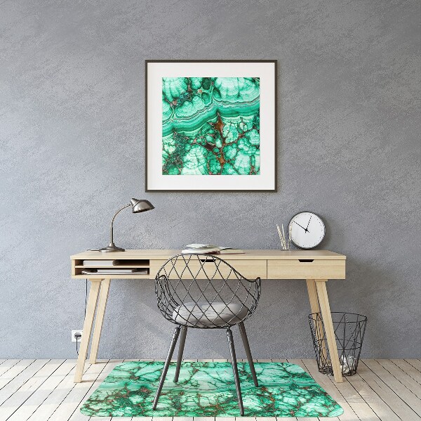 Desk chair mat Marble turquoise
