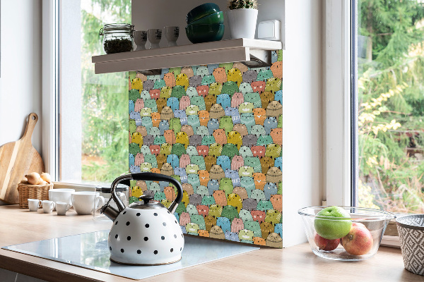 Vinyl flooring wall tiles Colorful cats