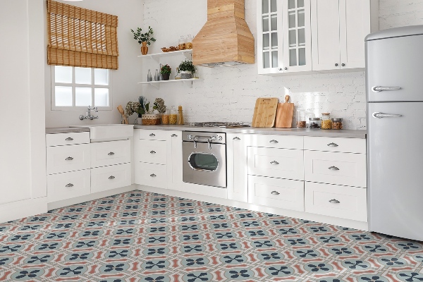 Self adhesive vinyl tiles Floral colorful pattern