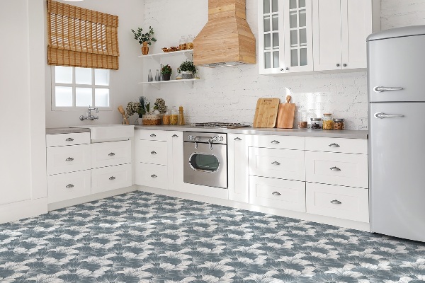 Vinyl tiles on wall floor Flowers