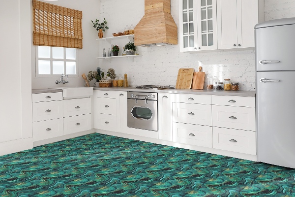 Vinyl tiles on wall floor Green stone texture