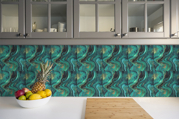 Vinyl tiles on wall floor Green stone texture