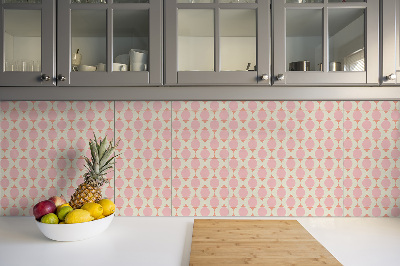 Vinyl tiles on wall floor Pink vintage pattern
