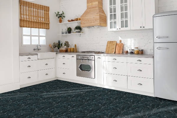 Vinyl tiles on wall floor Marble imitation