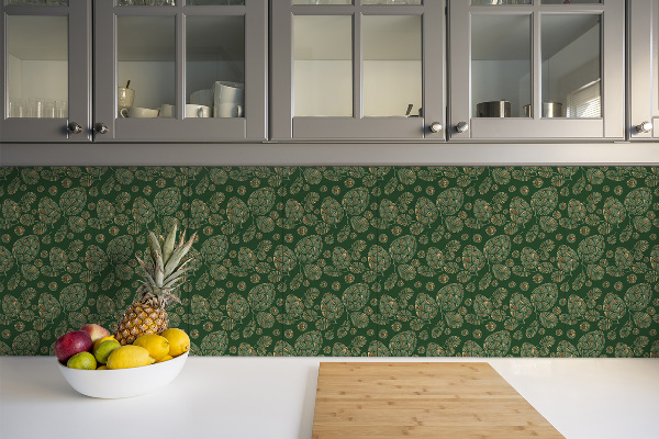 Vinyl tiles on wall floor Abstraction of leaves