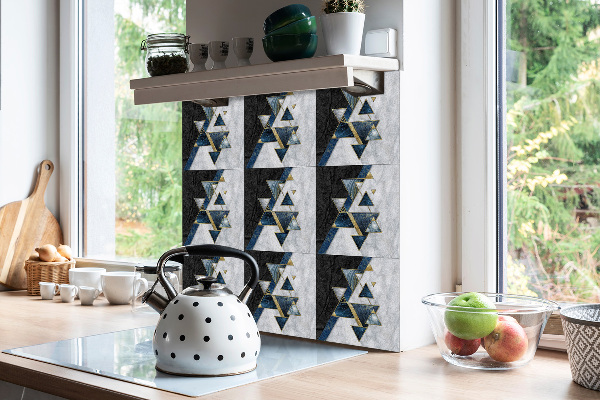 Vinyl tiles on wall floor Geometric colorful abstraction