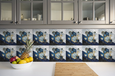 Vinyl tiles on wall floor Hexagons abstraction