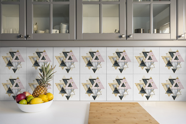 Vinyl tiles on wall floor Geometric triangles