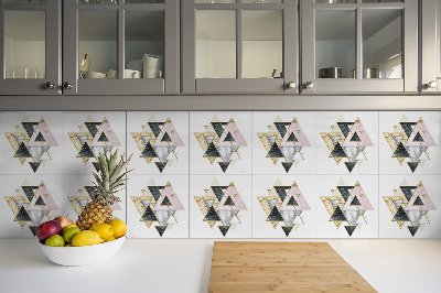 Vinyl tiles on wall floor Geometric triangles