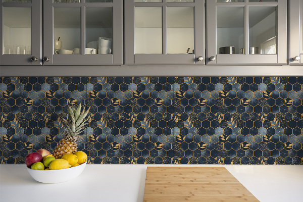 Sticky vinyl tiles Leaves and hexagons