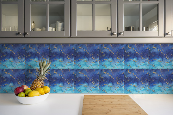 Sticky vinyl tiles Blue marble