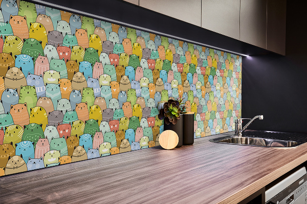Bathroom wall panel Colorful cats