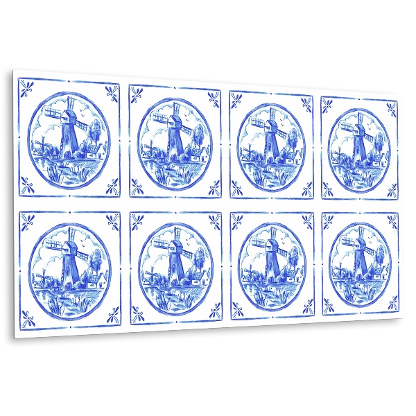 Decorative wall panel Azulejos style windmill