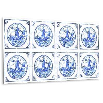 Decorative wall panel Azulejos style windmill