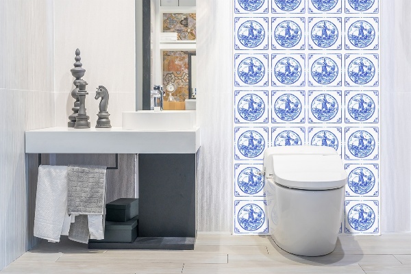 Decorative wall panel Azulejos style windmill