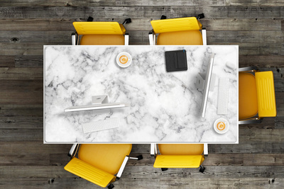 Large desk pad PVC protector white marble