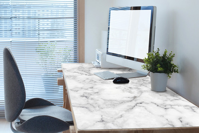 Large desk pad PVC protector white marble