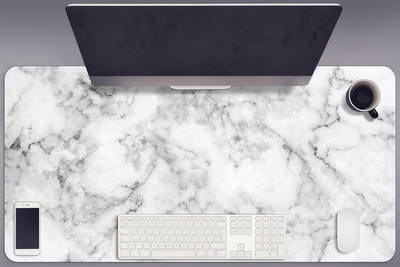 Large desk pad PVC protector white marble