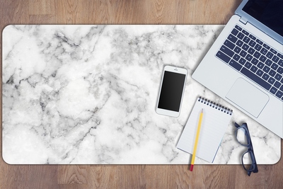 Large desk pad PVC protector white marble